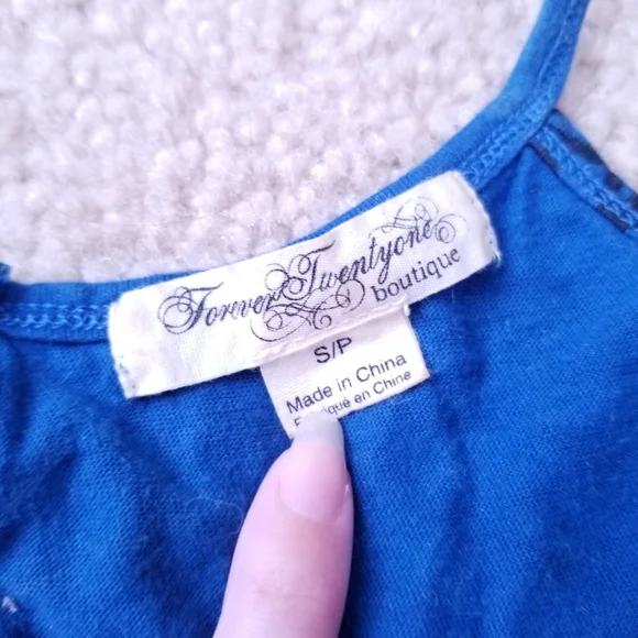 Forever 21 Cute Blue and Black Butterfly Pattern Racerback Tank Top - Picture 3 of 8